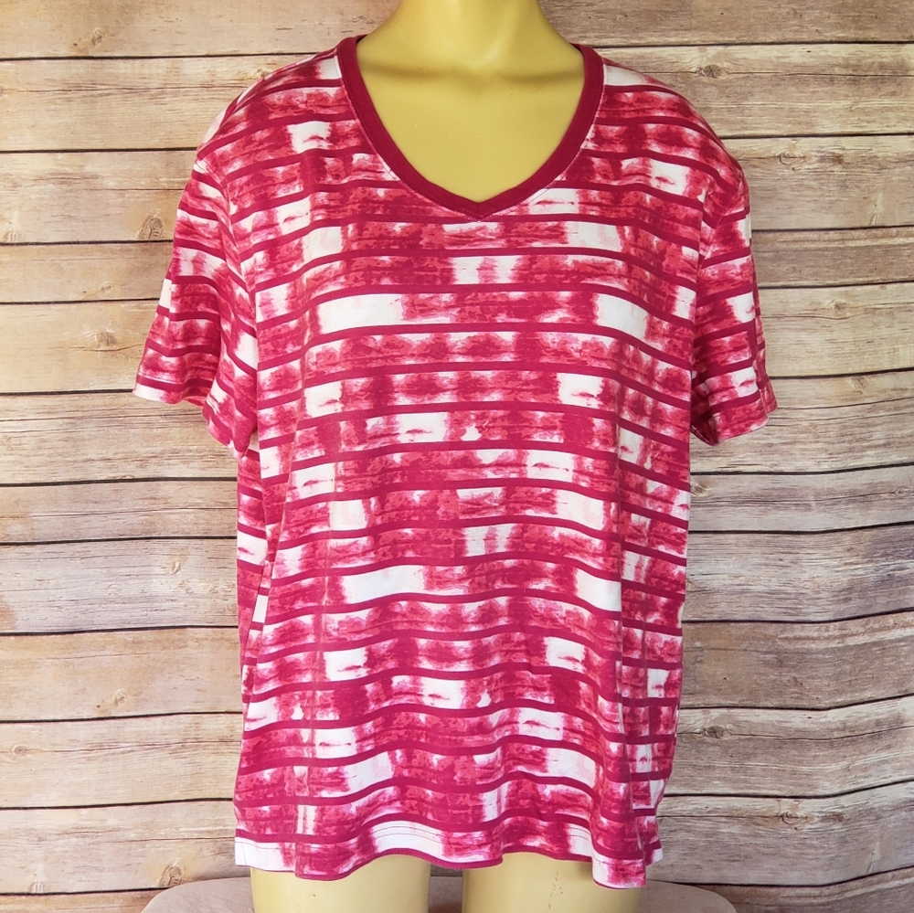 Kim Rogers Multi-Pink and White Tie Dye Tee